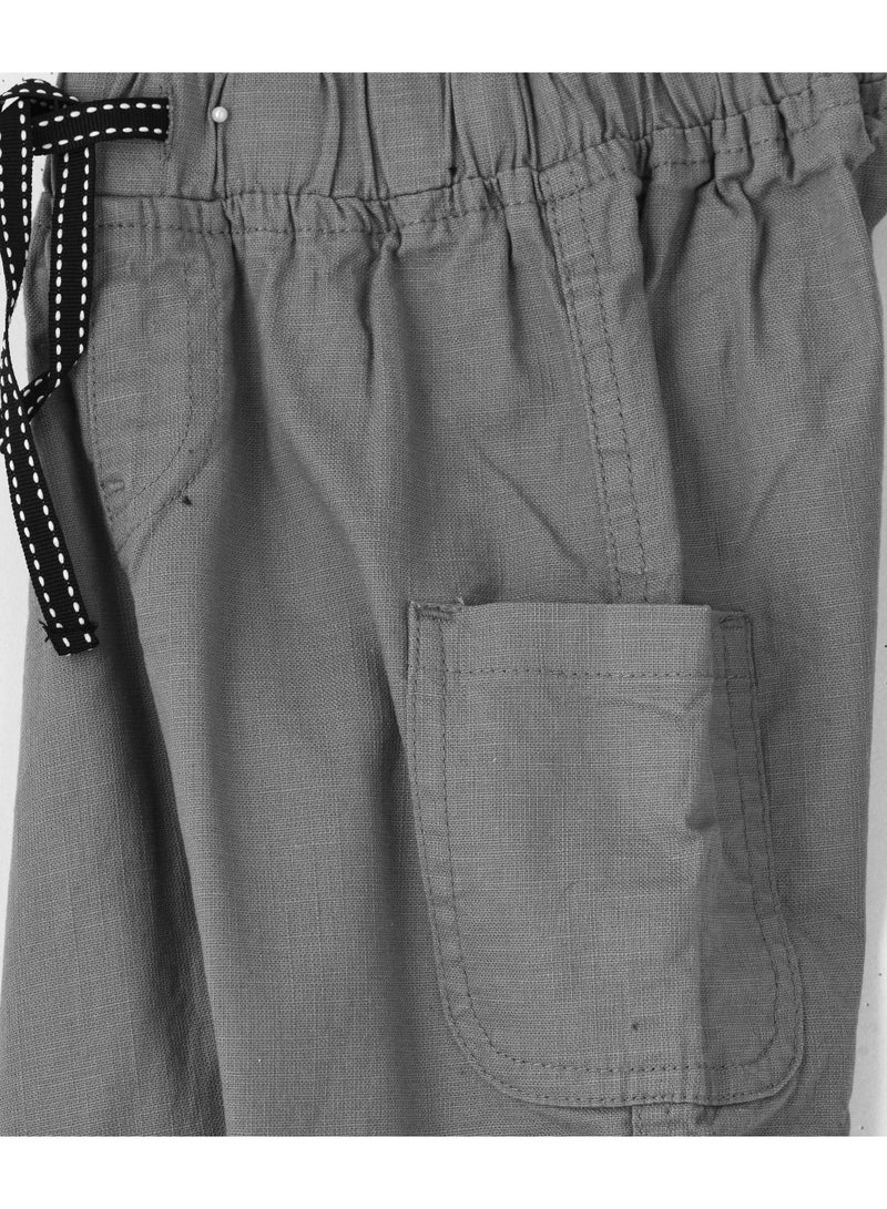 JAM Boys Grey Cotton Cargo Pants with Drawstring - Image 4